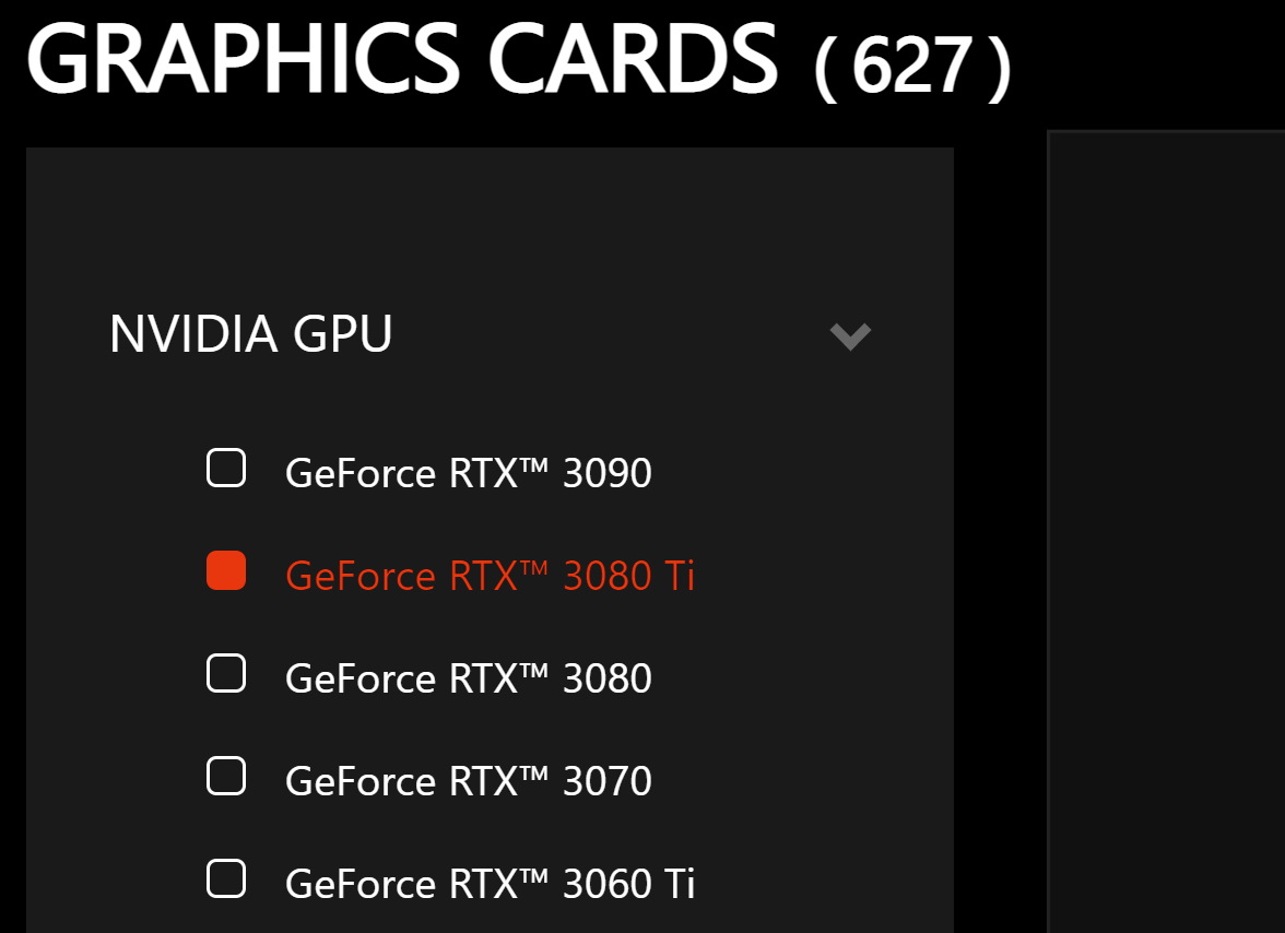显卡厂商在列表中加入GeForce RTX 3080 Ti显卡字样